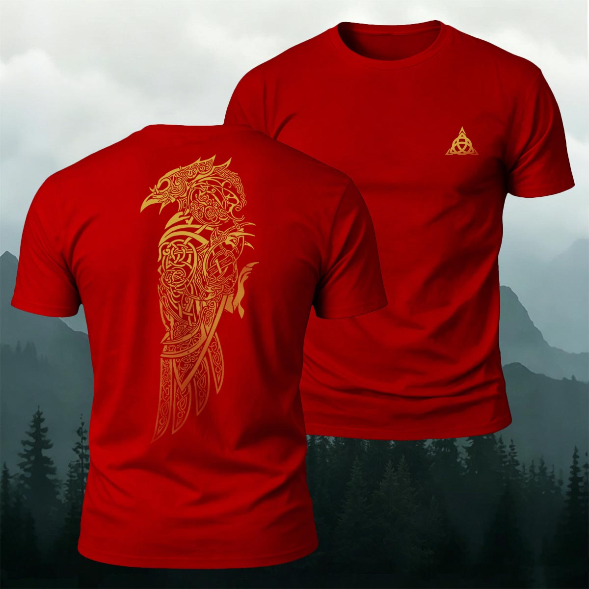 Viking Mythology Raven Premium Cotton Casual Tee