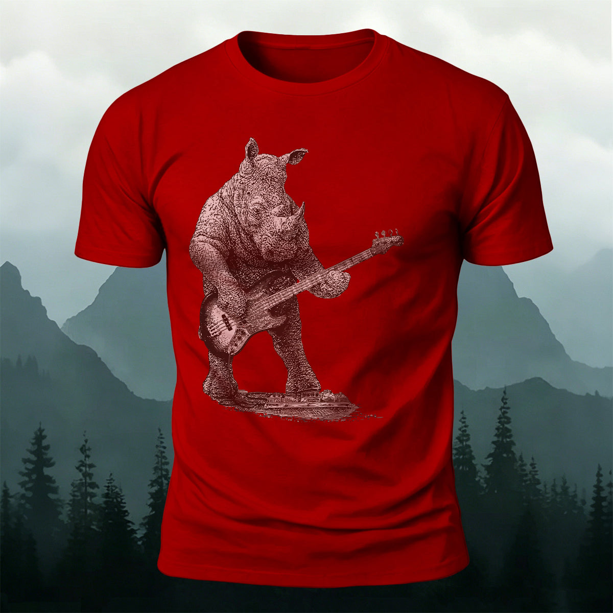 Funny Rock Music Rhino Casual Cotton T-Shirt