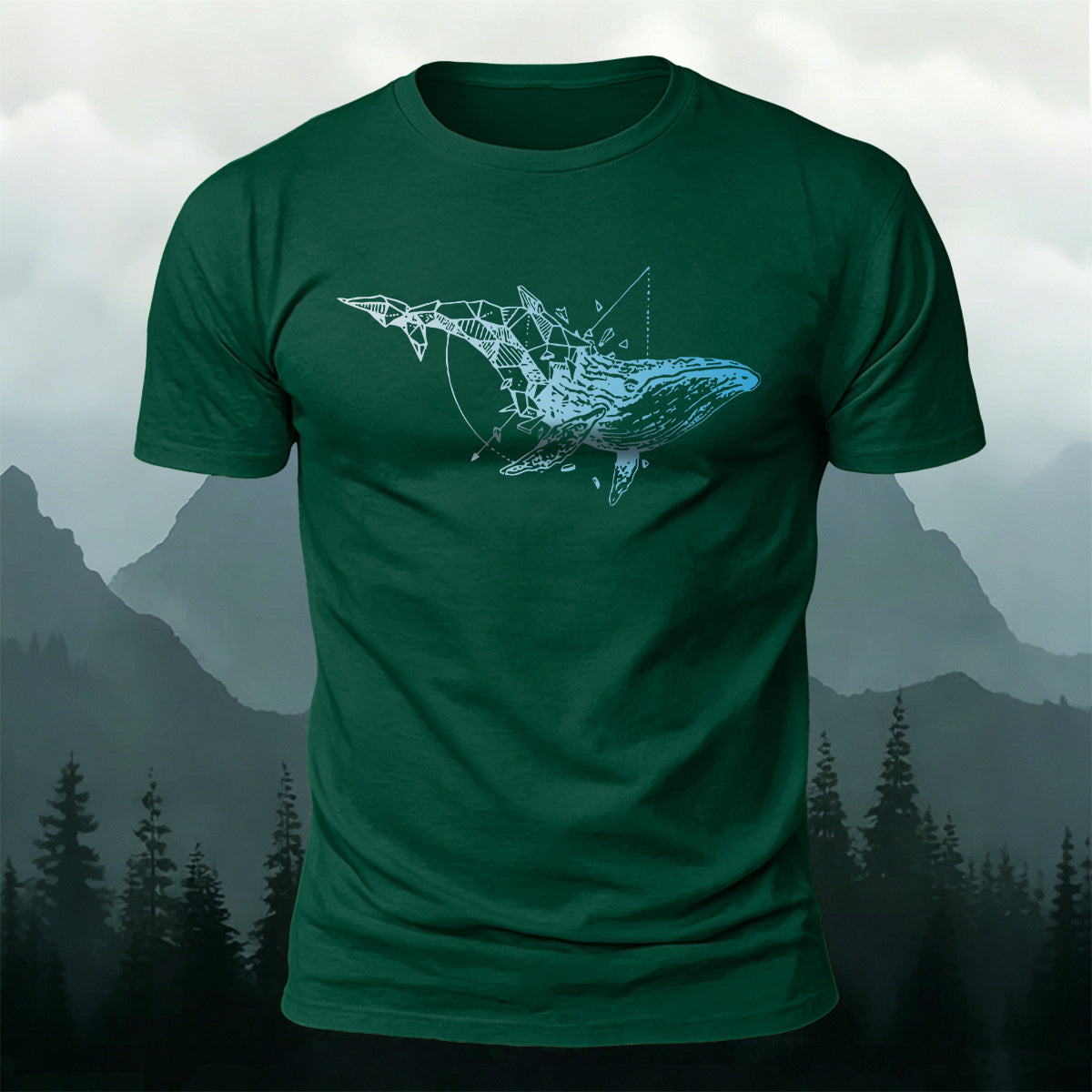 Sacred Geometry Whale Casual Cotton T-Shirt