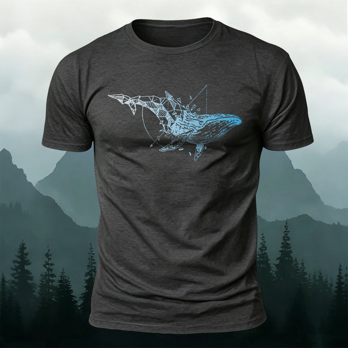 Sacred Geometry Whale Casual Cotton T-Shirt