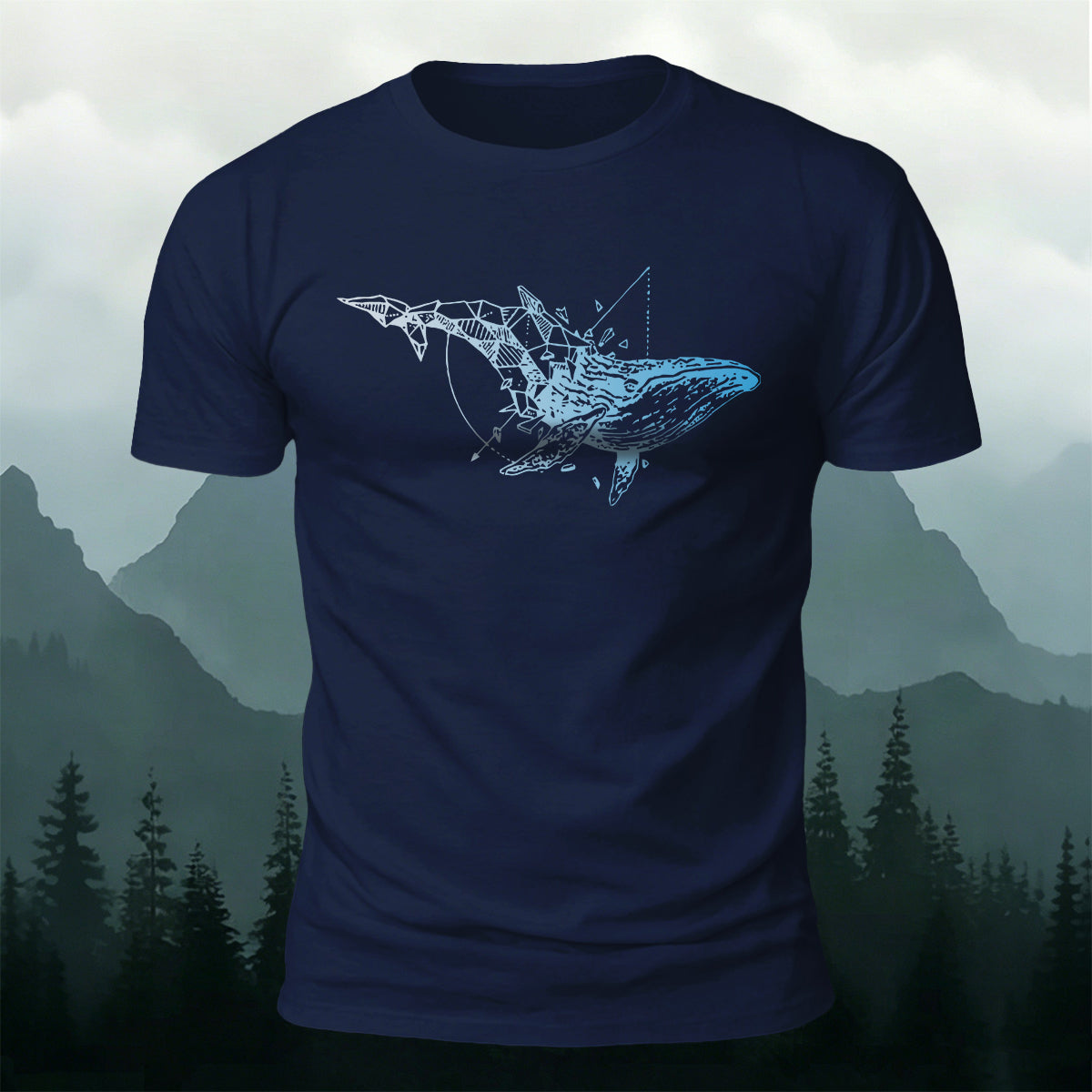 Sacred Geometry Whale Casual Cotton T-Shirt