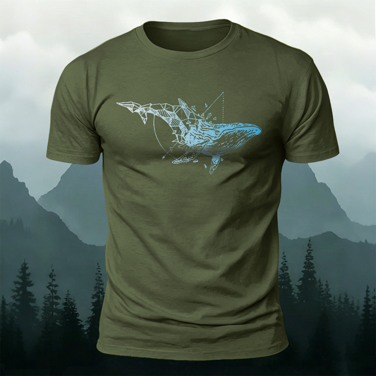 Sacred Geometry Whale Casual Cotton T-Shirt