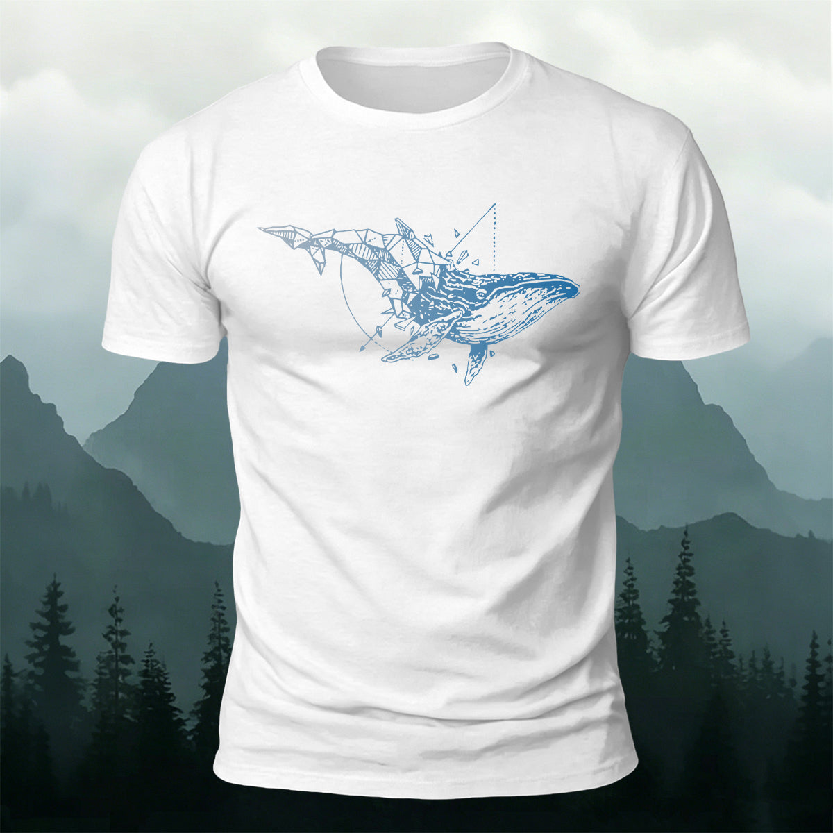 Sacred Geometry Whale Casual Cotton T-Shirt