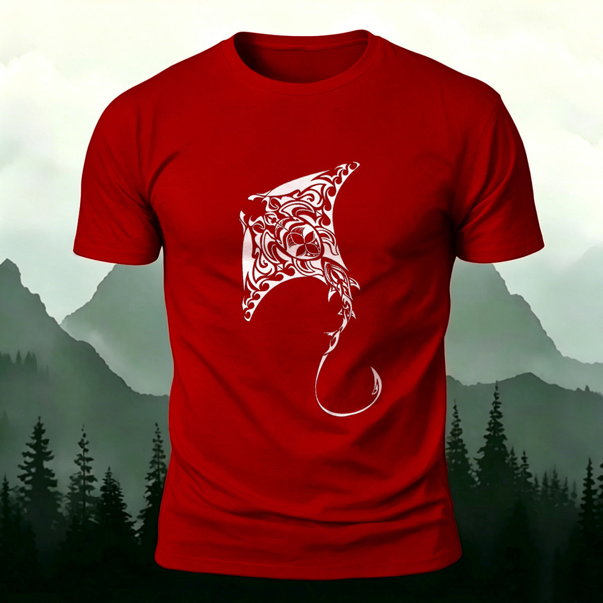 Tribal Art Stingray Marine Premium Cotton T-Shirt
