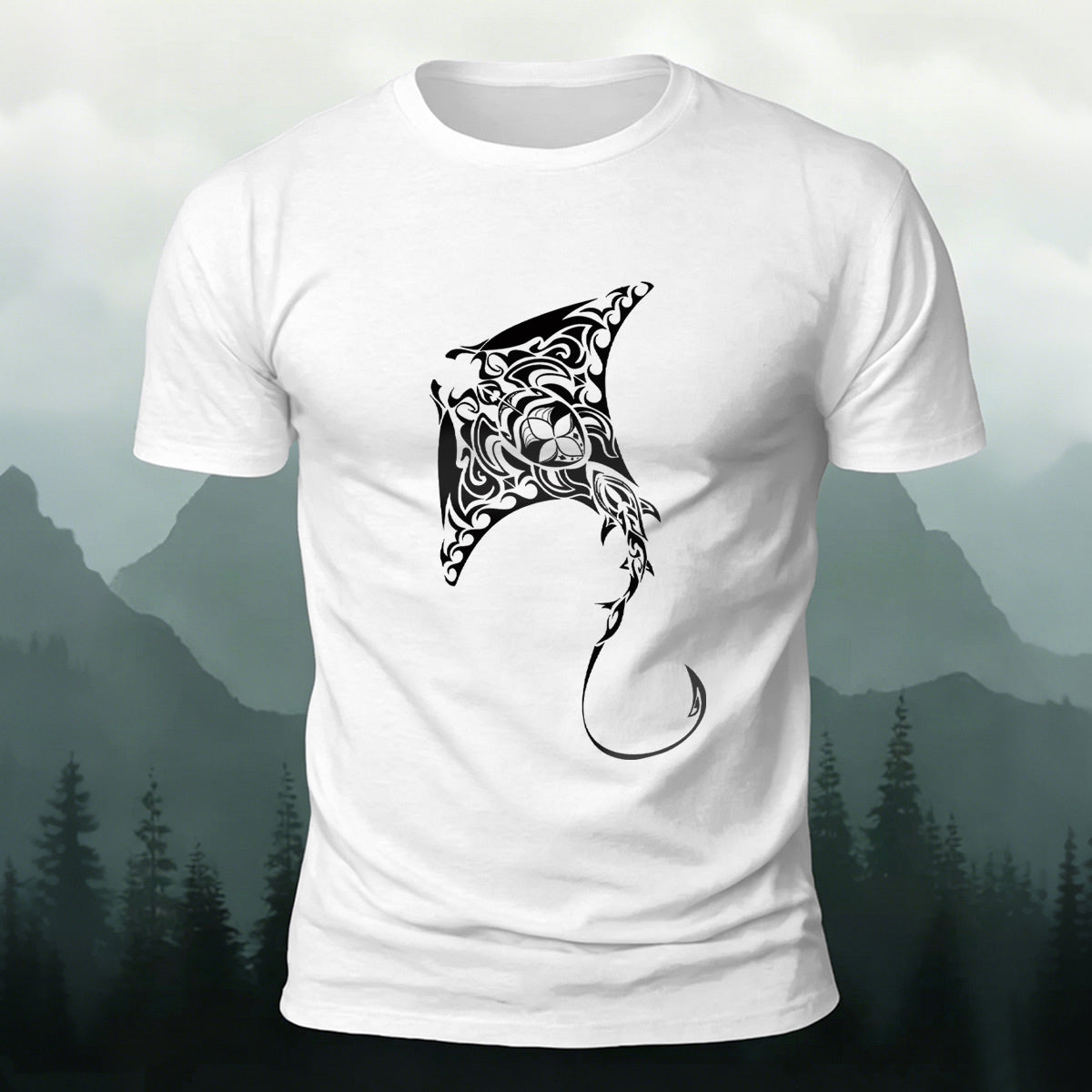 Tribal Art Stingray Marine Premium Cotton T-Shirt