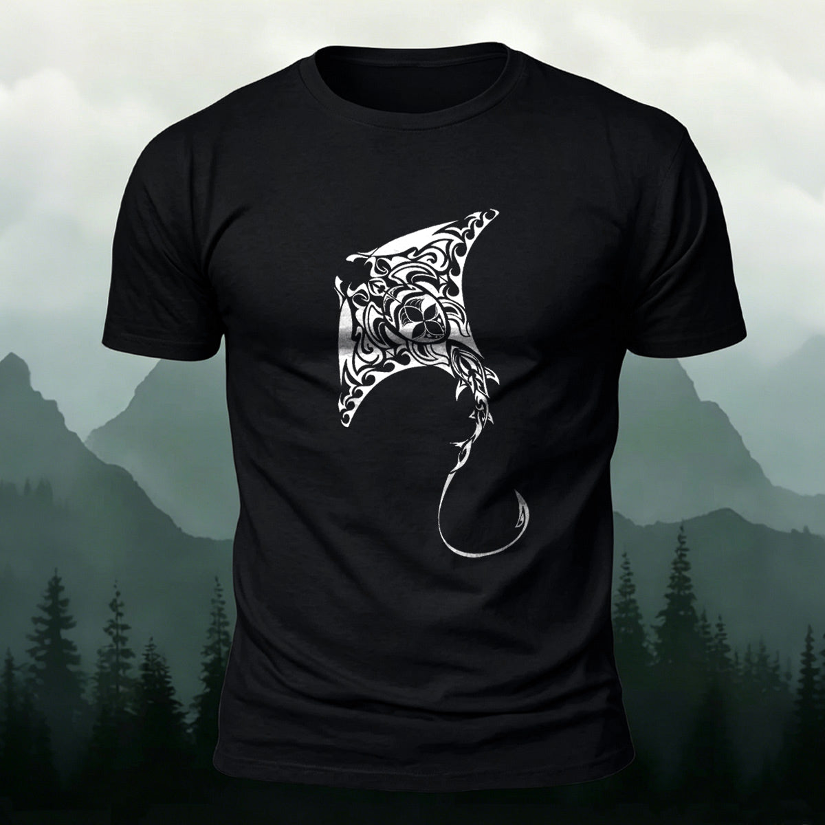 Tribal Art Stingray Marine Premium Cotton T-Shirt