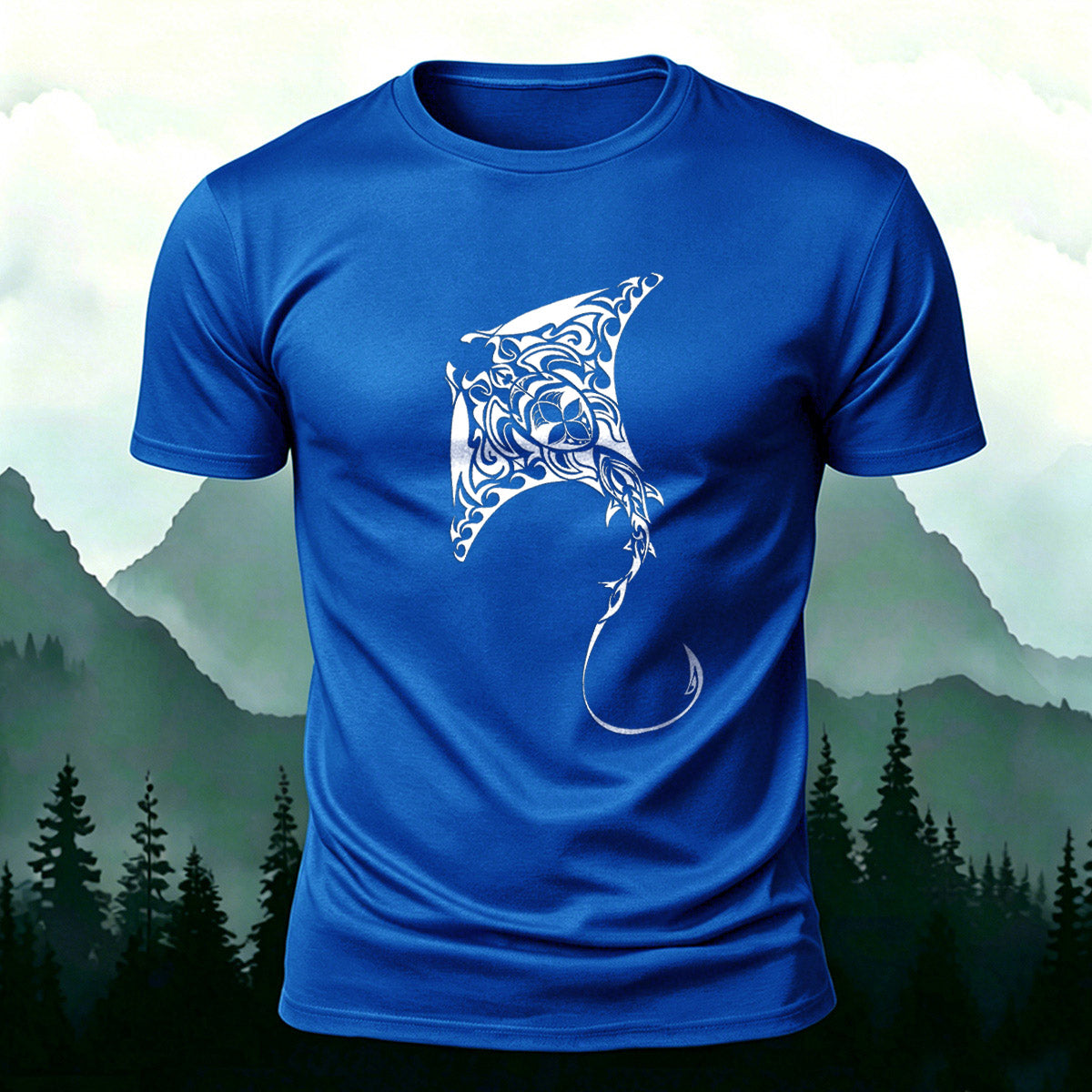 Tribal Art Stingray Marine Premium Cotton T-Shirt