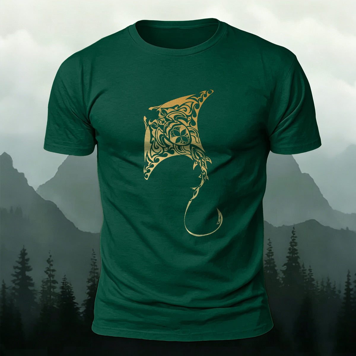 Tribal Art Stingray Marine Premium Cotton T-Shirt
