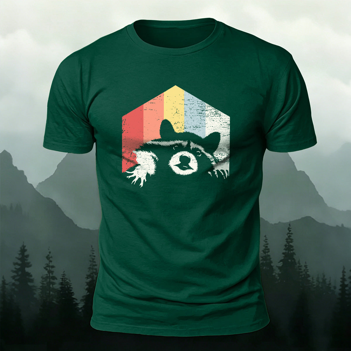 Outdoor Wild Raccoon Graphic Skin-Friendly Casual Tee