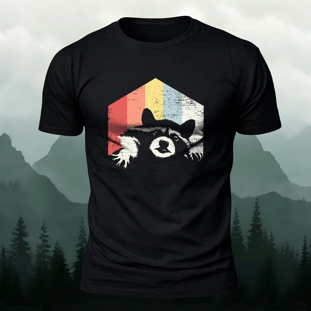 Outdoor Wild Raccoon Graphic Skin-Friendly Casual Tee