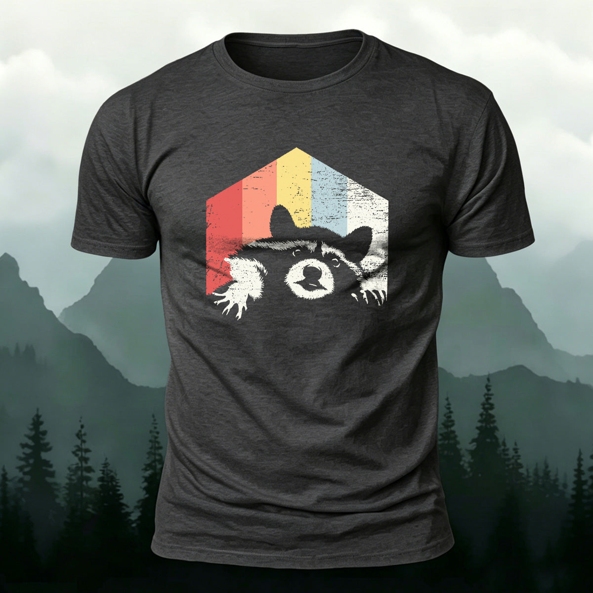 Outdoor Wild Raccoon Graphic Skin-Friendly Casual Tee