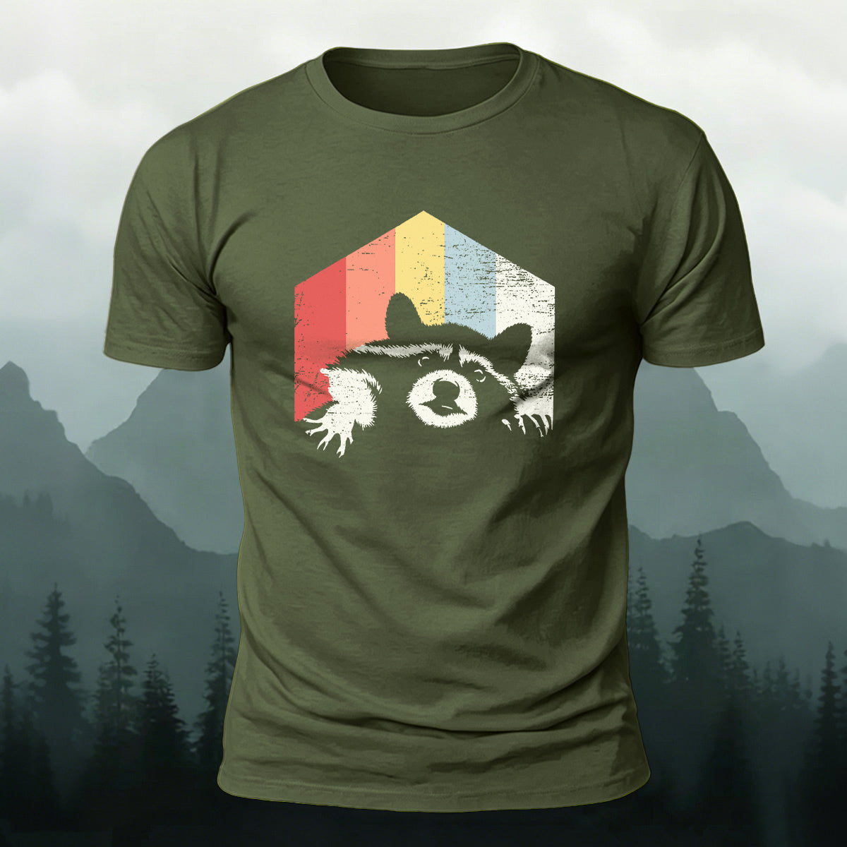 Outdoor Wild Raccoon Graphic Skin-Friendly Casual Tee