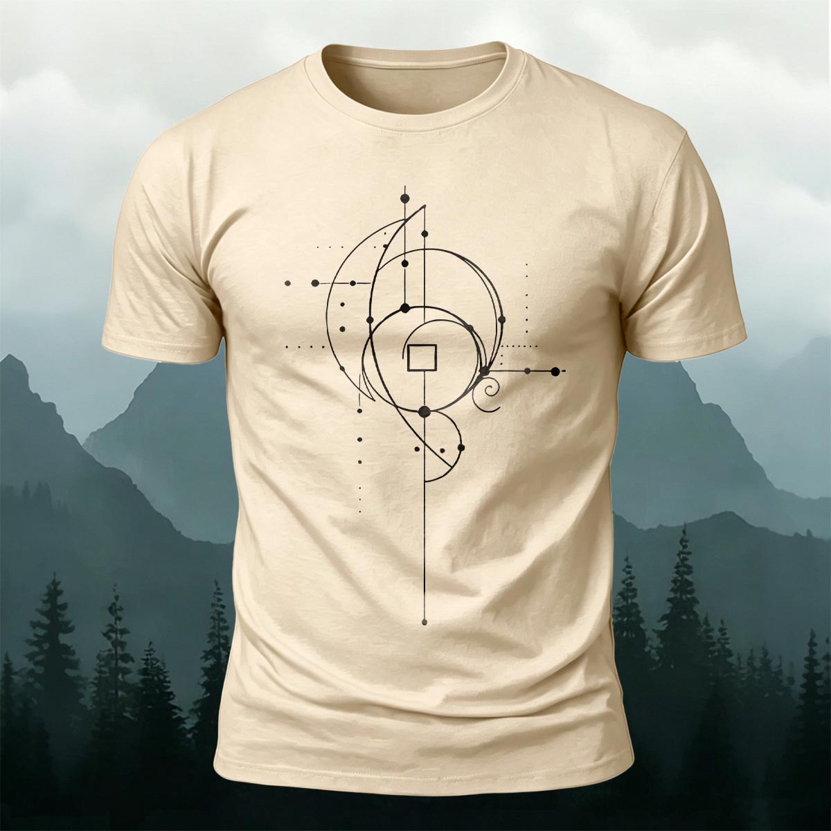 Cosmic Geometric Lines Casual Skin-Friendly T-Shirt