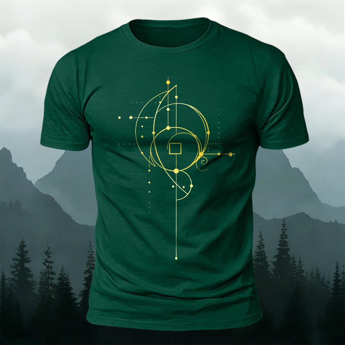 Cosmic Geometric Lines Casual Skin-Friendly T-Shirt