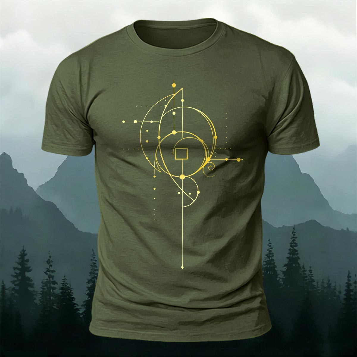 Cosmic Geometric Lines Casual Skin-Friendly T-Shirt