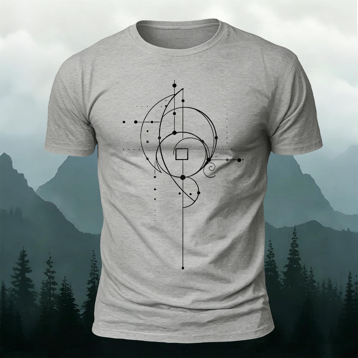 Cosmic Geometric Lines Casual Skin-Friendly T-Shirt