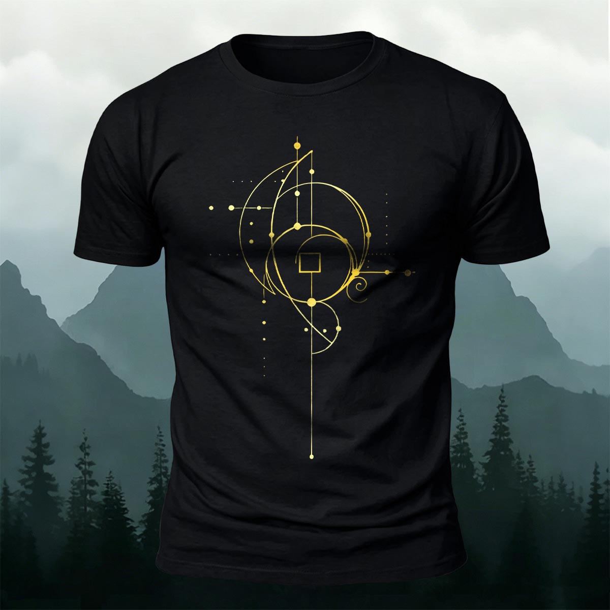 Cosmic Geometric Lines Casual Skin-Friendly T-Shirt