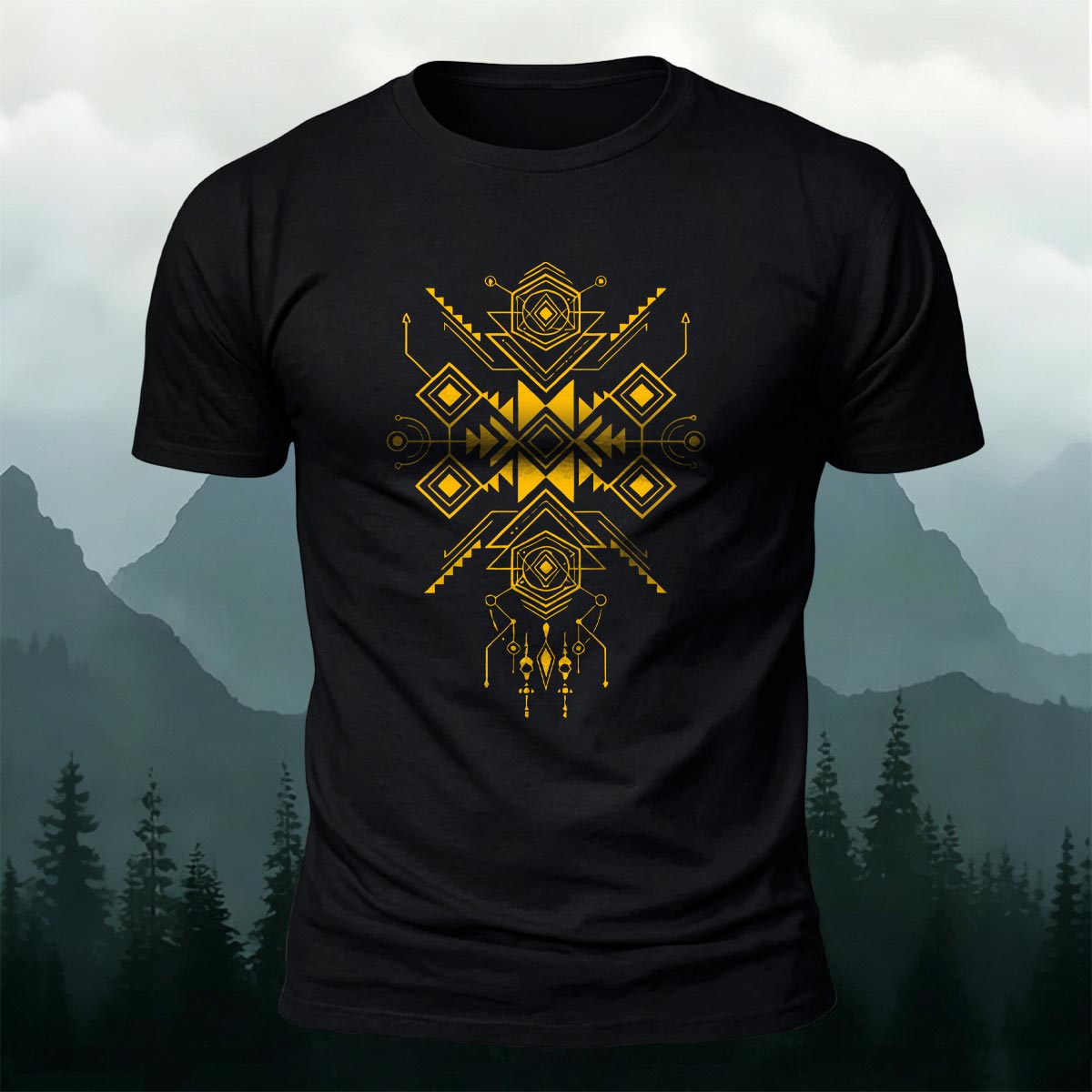 Tribal Symmetrical Geometry Premium Cotton T-Shirt