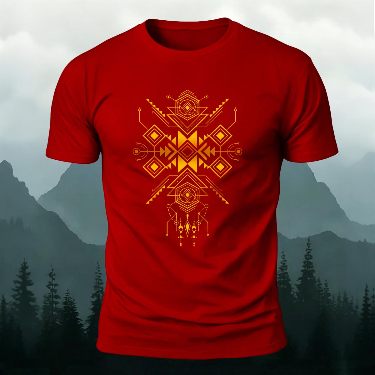 Tribal Symmetrical Geometry Premium Cotton T-Shirt