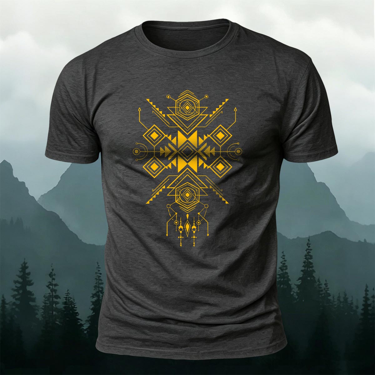 Tribal Symmetrical Geometry Premium Cotton T-Shirt