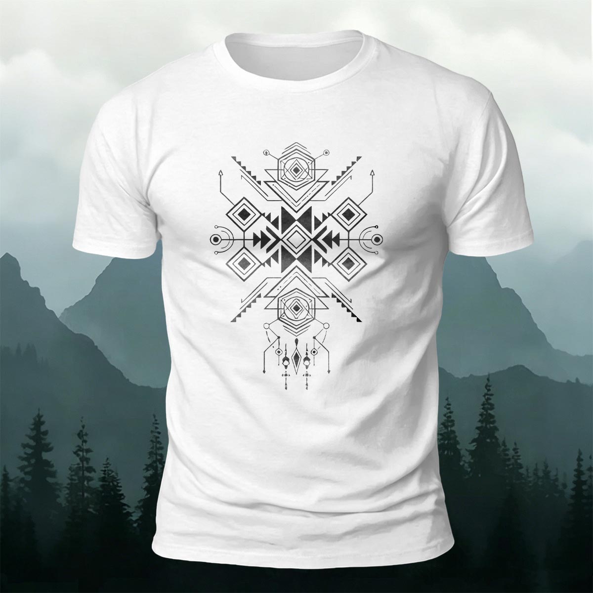 Tribal Symmetrical Geometry Premium Cotton T-Shirt