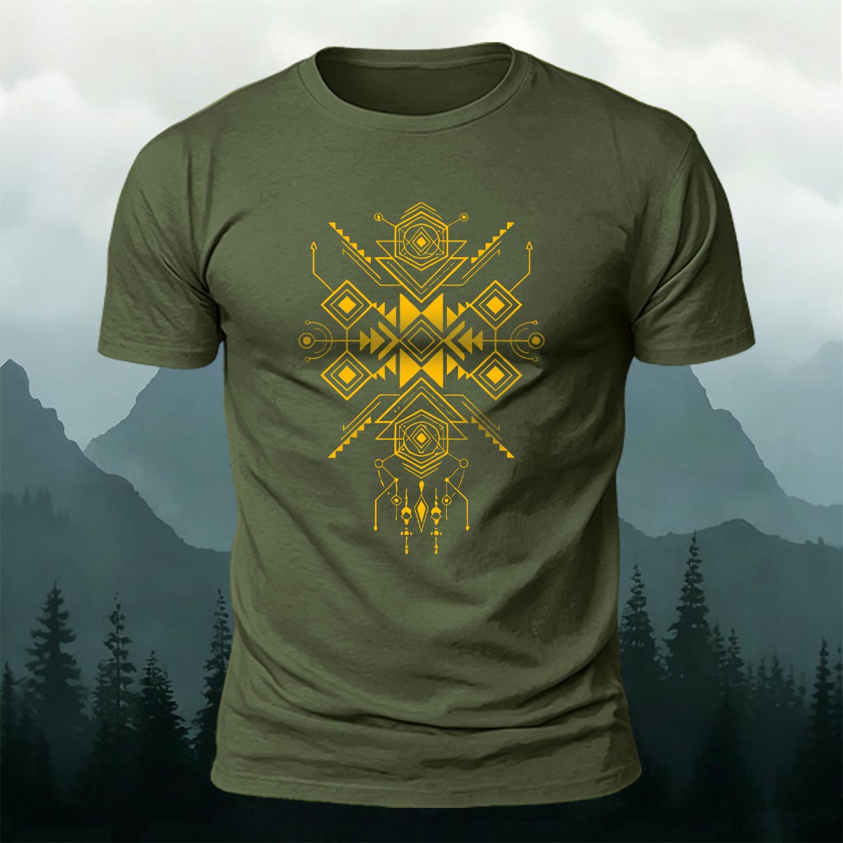 Tribal Symmetrical Geometry Premium Cotton T-Shirt