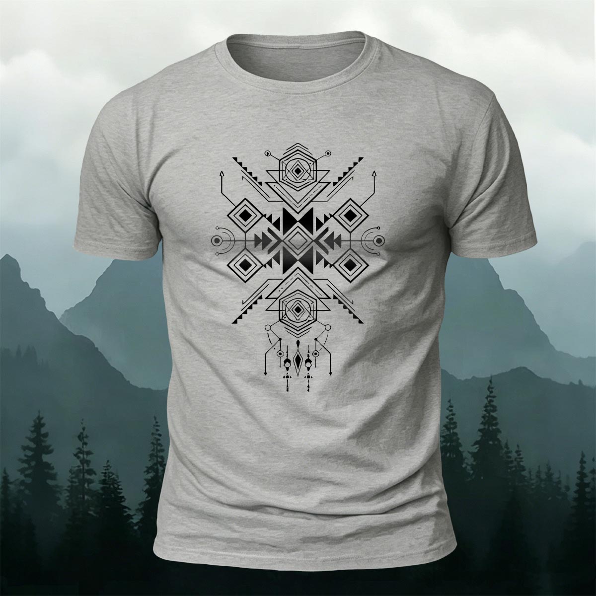 Tribal Symmetrical Geometry Premium Cotton T-Shirt