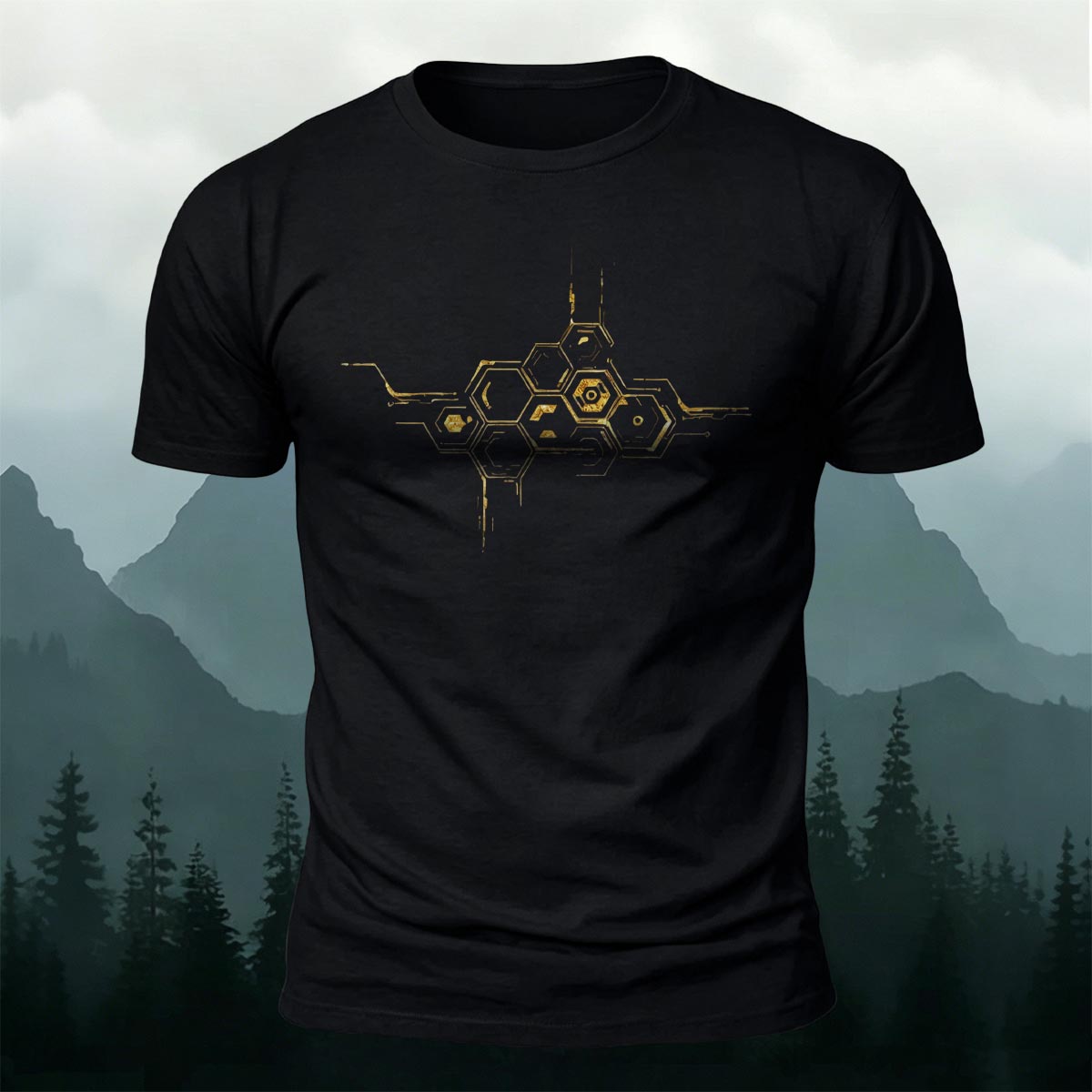 Mechanical Hexagon Minimal Premium Cotton Casual Tee