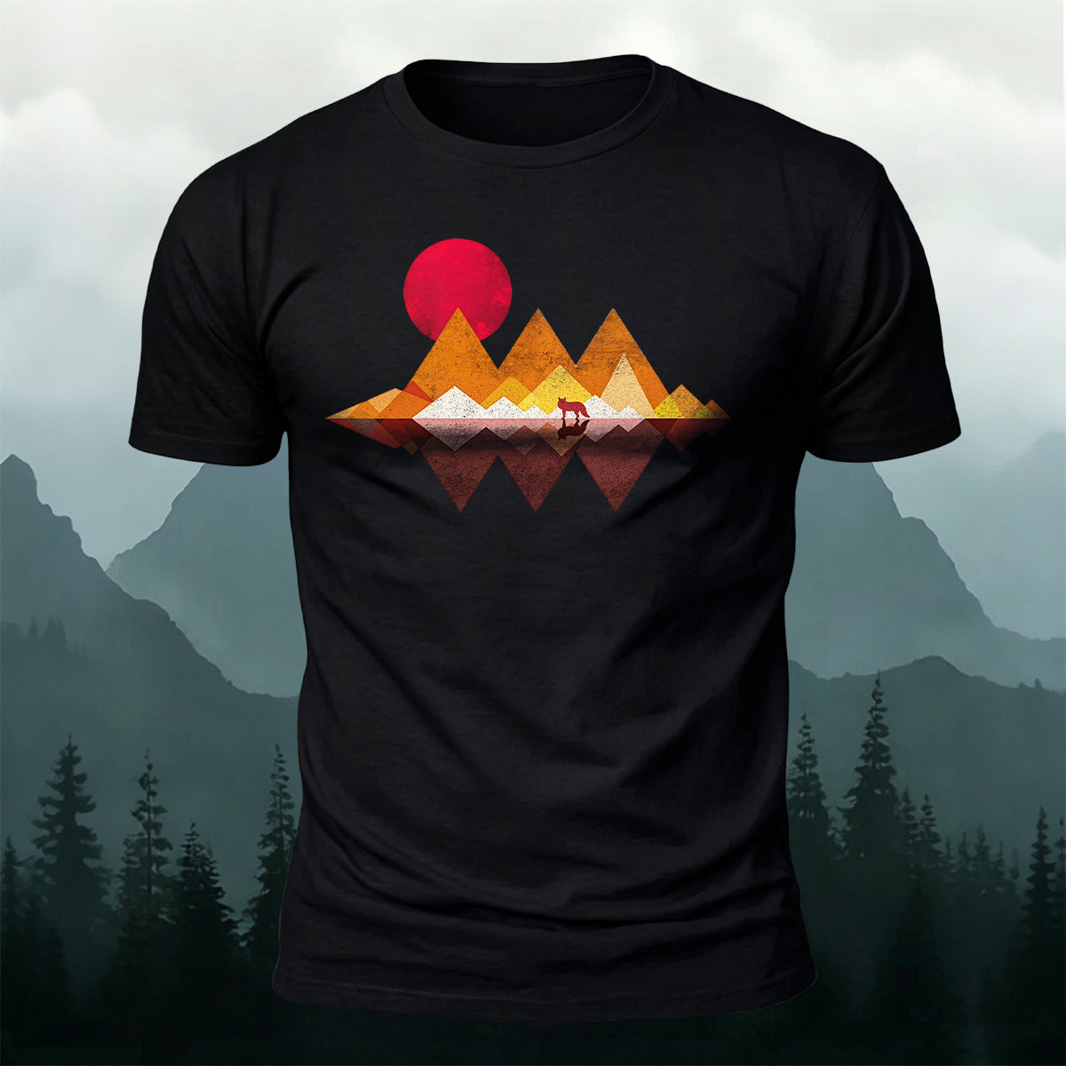 Vintage Wilderness Sunset Minimalist Cotton Tee