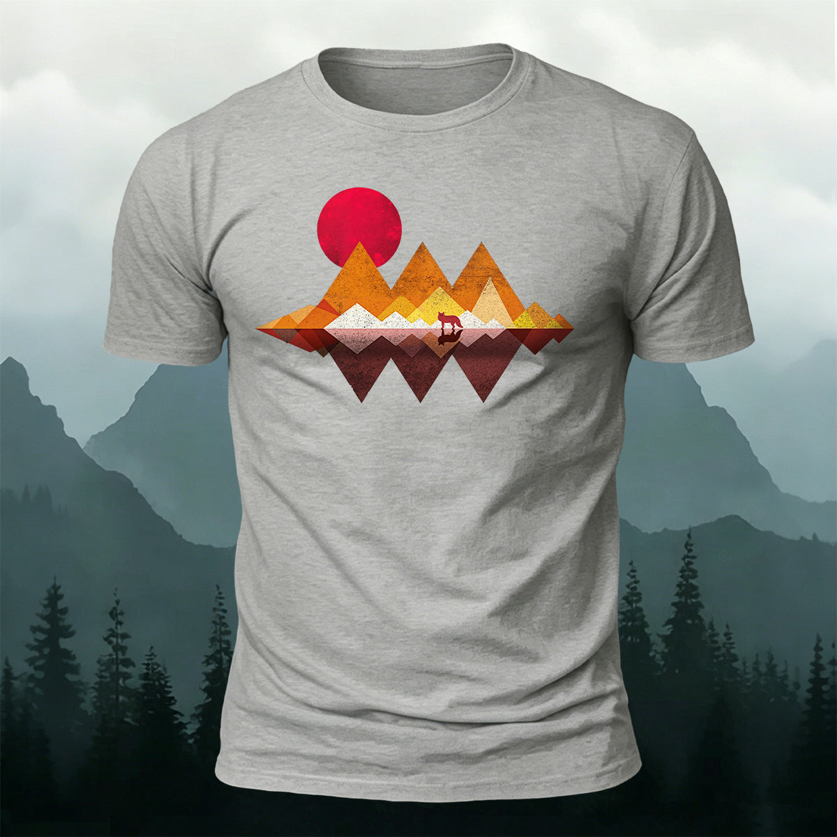 Vintage Wilderness Sunset Minimalist Cotton Tee