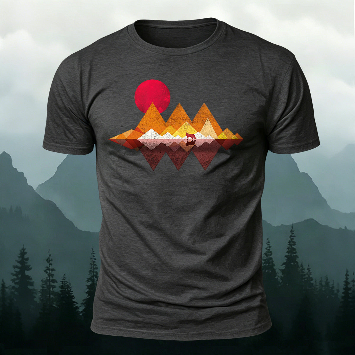 Vintage Wilderness Sunset Minimalist Cotton Tee
