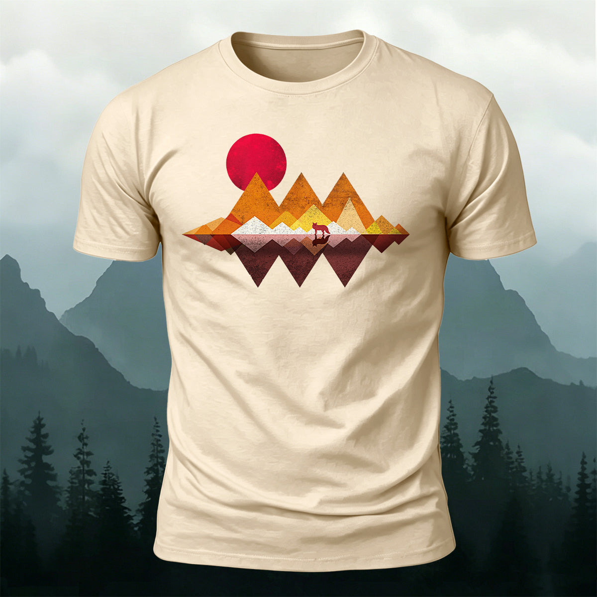 Vintage Wilderness Sunset Minimalist Cotton Tee