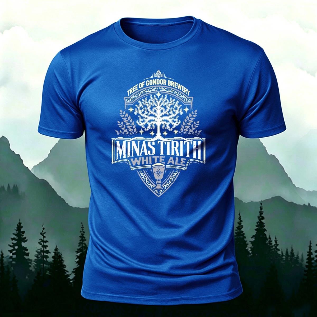 ファンタジー 中世 ホワイトツリー アート ソフト スキンフレンドリー Tシャツ
