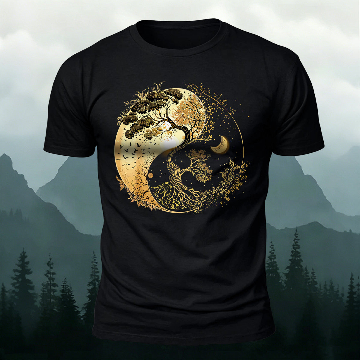 Yin Yang Tree of Life Nature Premium Cotton Tee