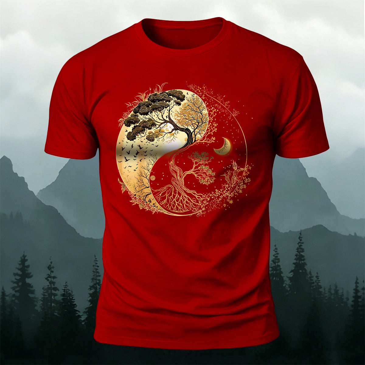 Yin Yang Tree of Life Nature Premium Cotton Tee