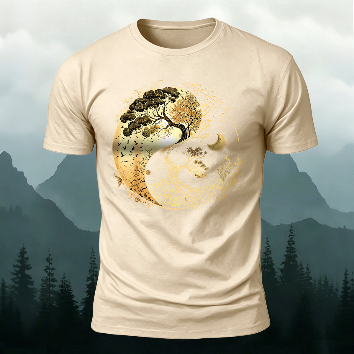 Yin Yang Tree of Life Nature Premium Cotton Tee