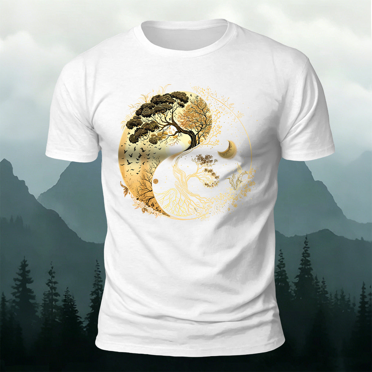 Yin Yang Tree of Life Nature Premium Cotton Tee