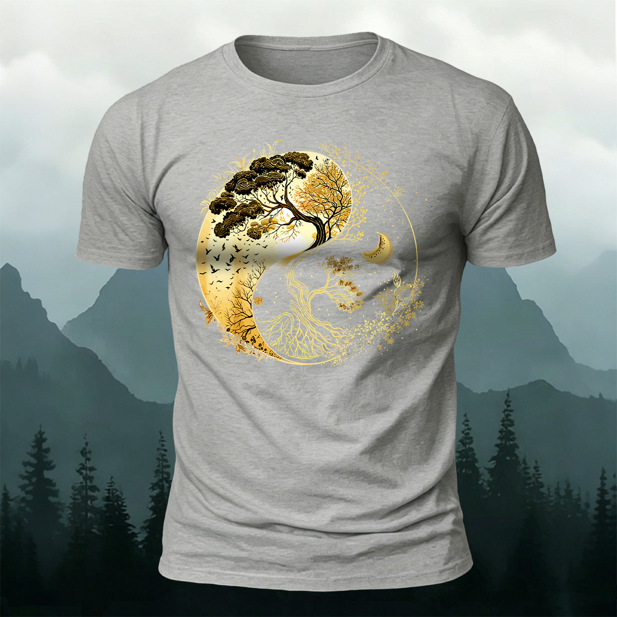 Yin Yang Tree of Life Nature Premium Cotton Tee