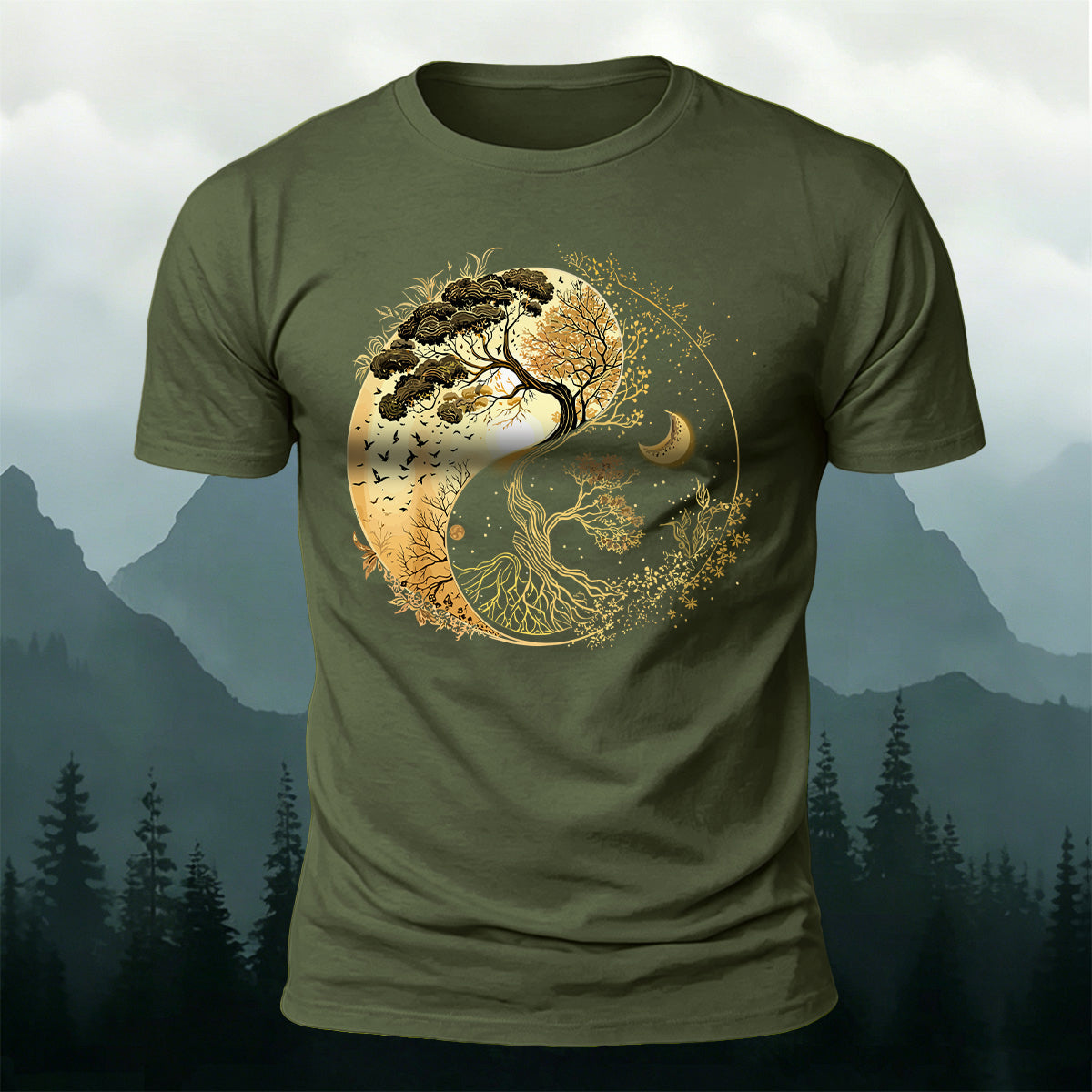 Yin Yang Tree of Life Nature Premium Cotton Tee