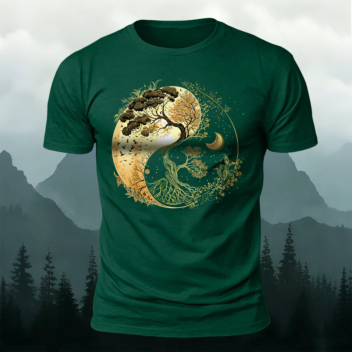 Yin Yang Tree of Life Nature Premium Cotton Tee