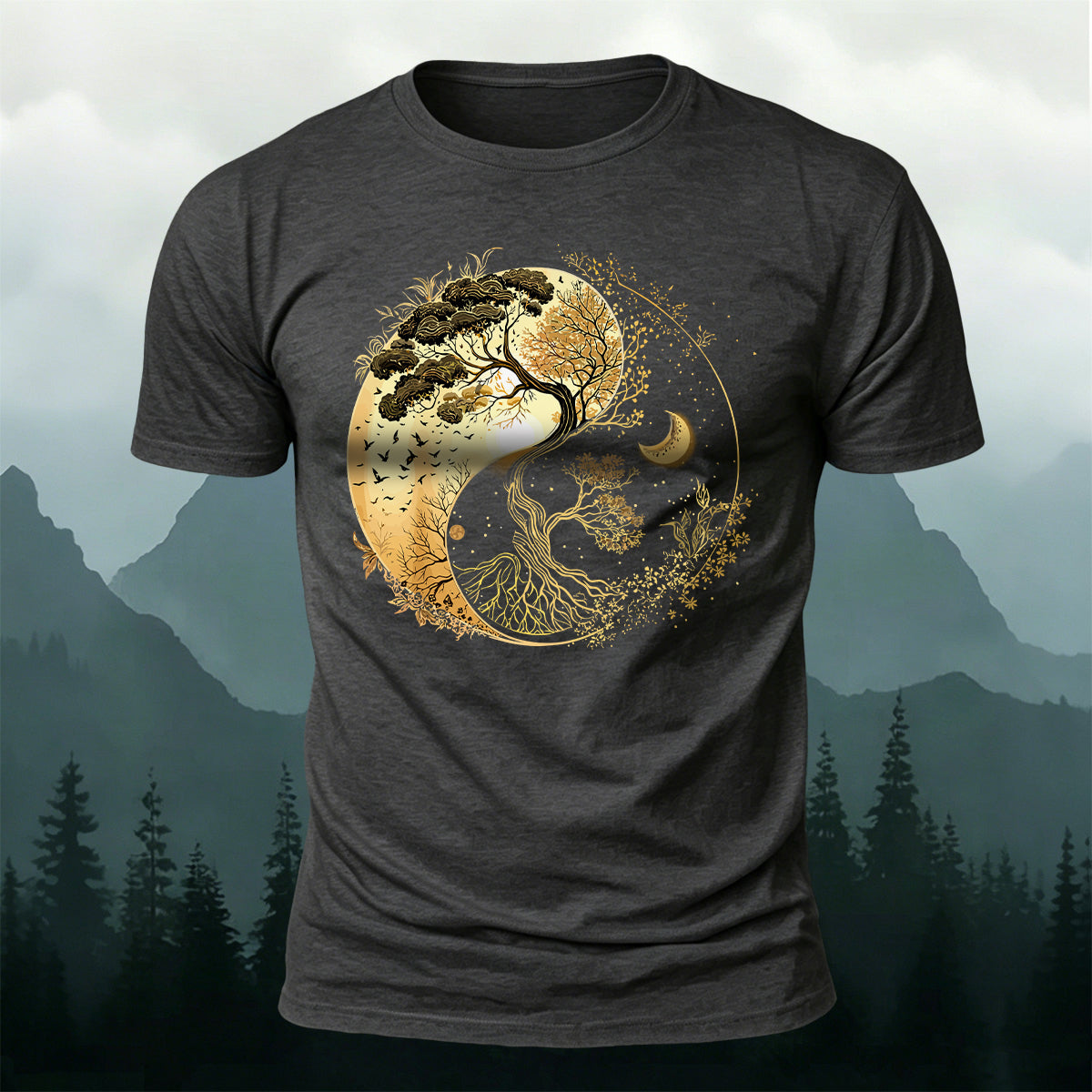 Yin Yang Tree of Life Nature Premium Cotton Tee