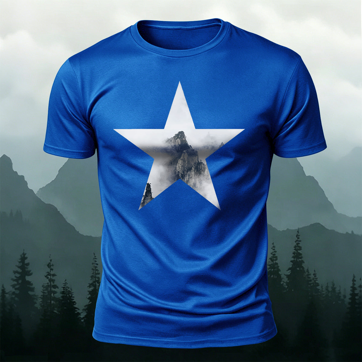 Minimalist Star Mountain Nature Premium Cotton T-Shirt
