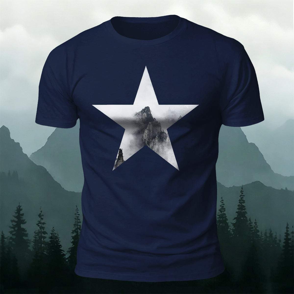 Minimalist Star Mountain Nature Premium Cotton T-Shirt