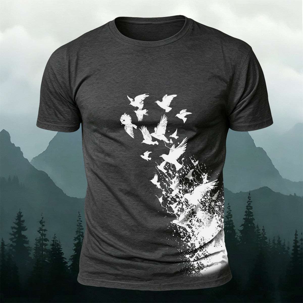 Flying Birds Wildlife Graphic Premium Cotton T-Shirt