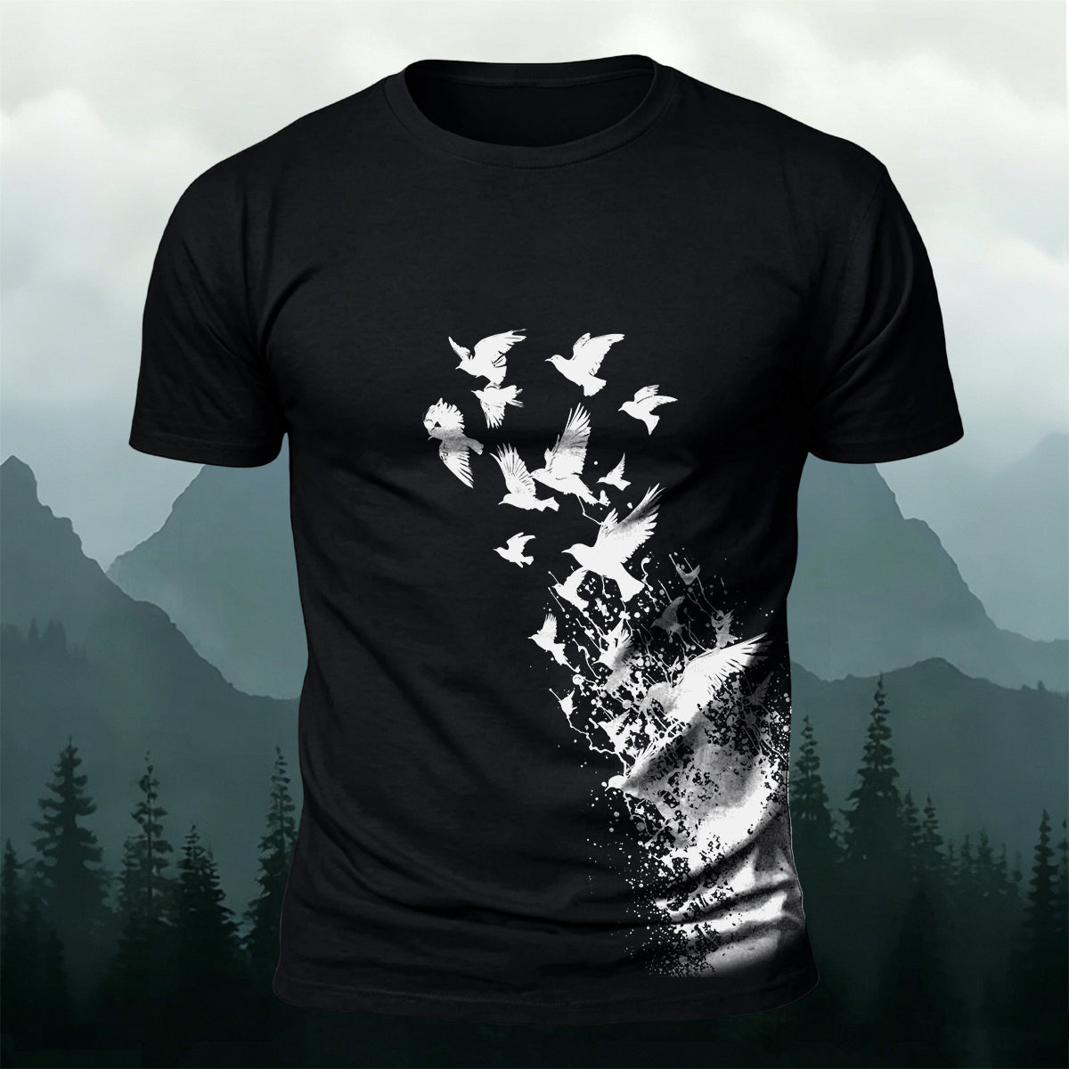 Flying Birds Wildlife Graphic Premium Cotton T-Shirt