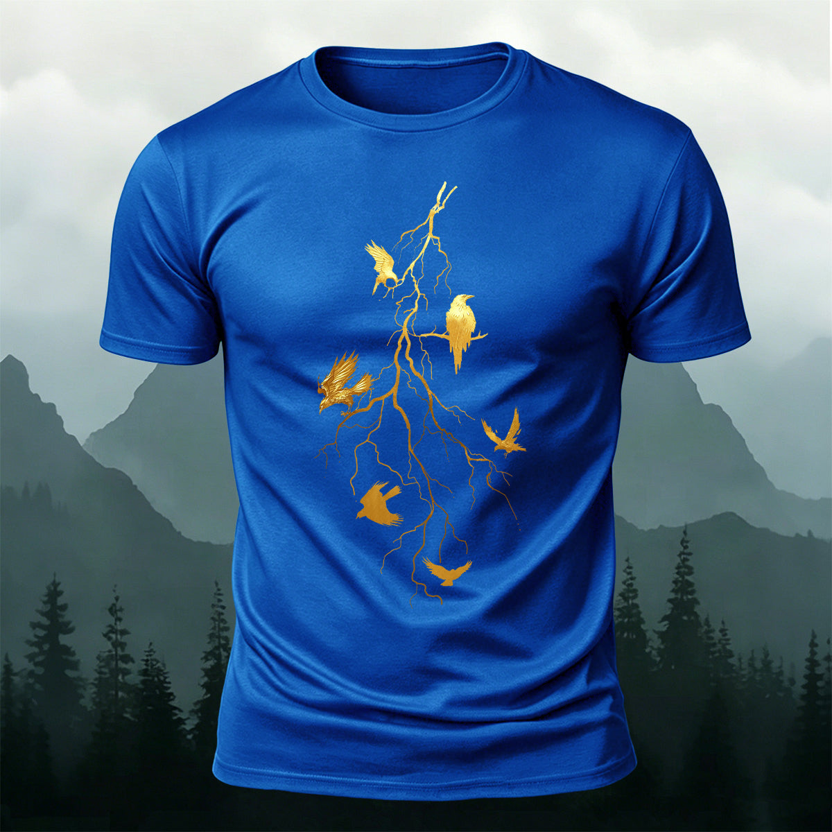 Black Ravens Twig Art Nature Skin-Friendly T-Shirt