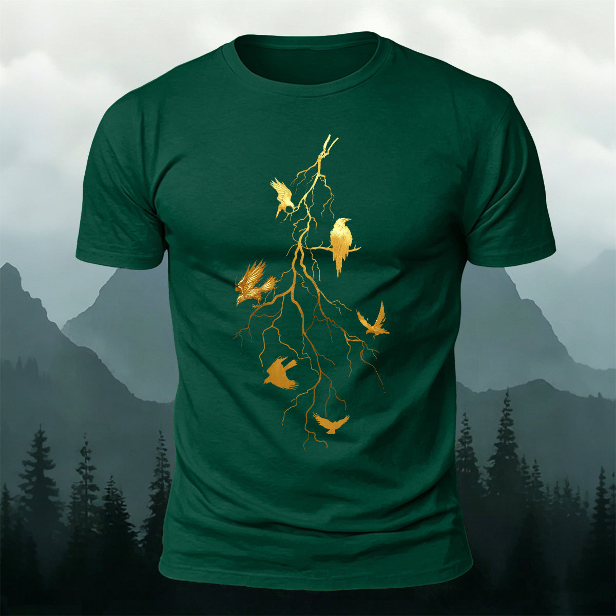 Black Ravens Twig Art Nature Skin-Friendly T-Shirt
