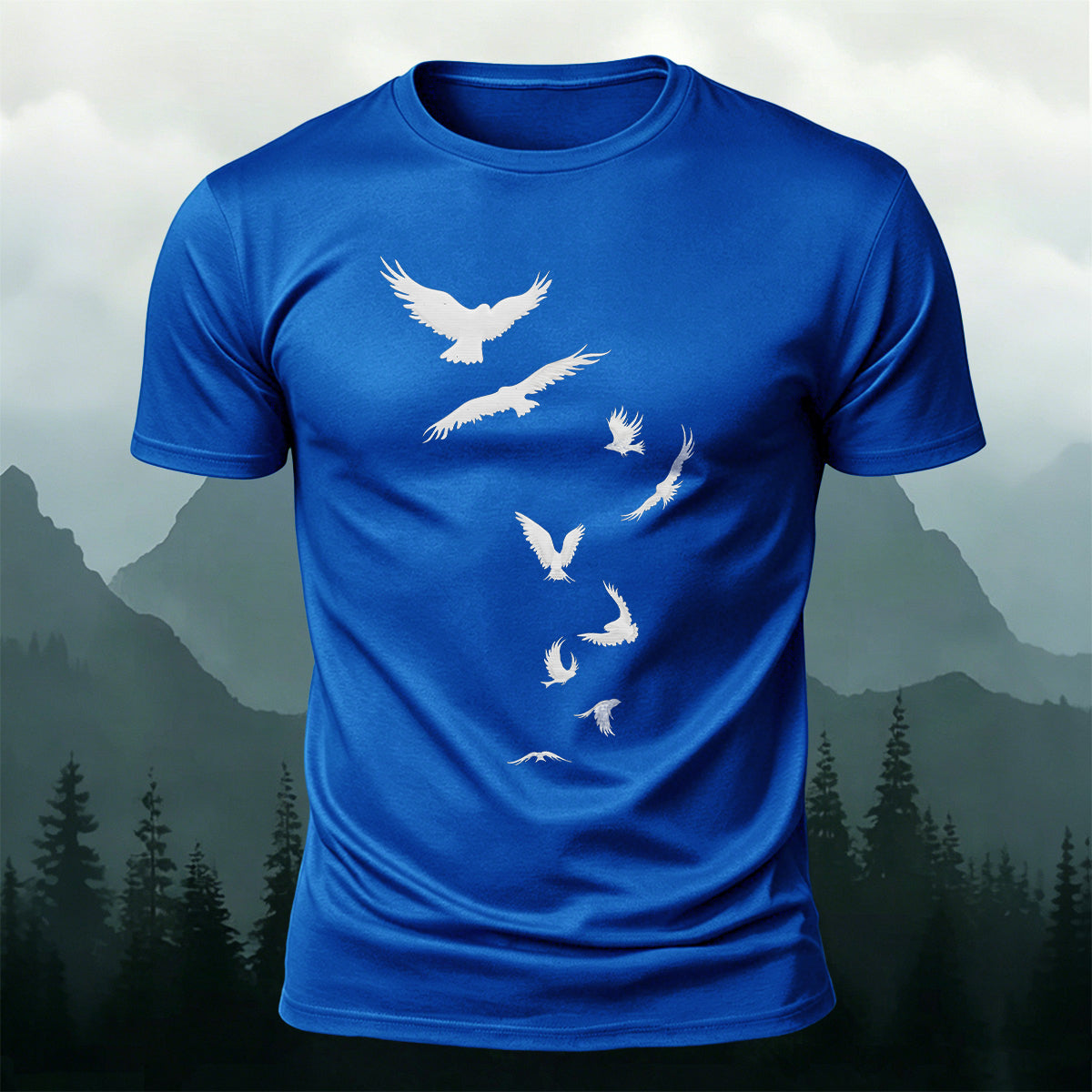 Flying Raven Silhouettes Outdoor Premium Cotton T-Shirt