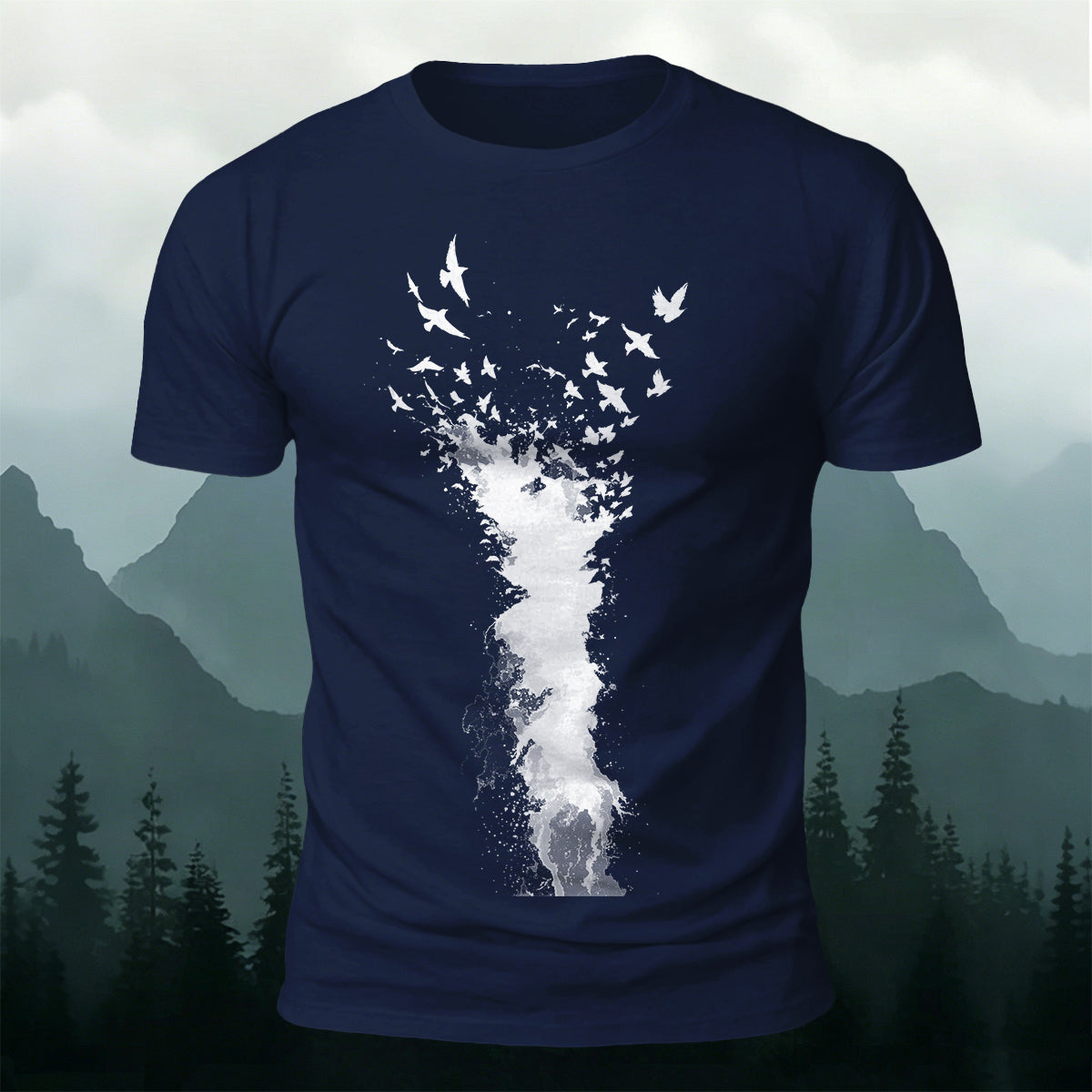 Splash Art Birds Wildlife Premium Cotton T-Shirt