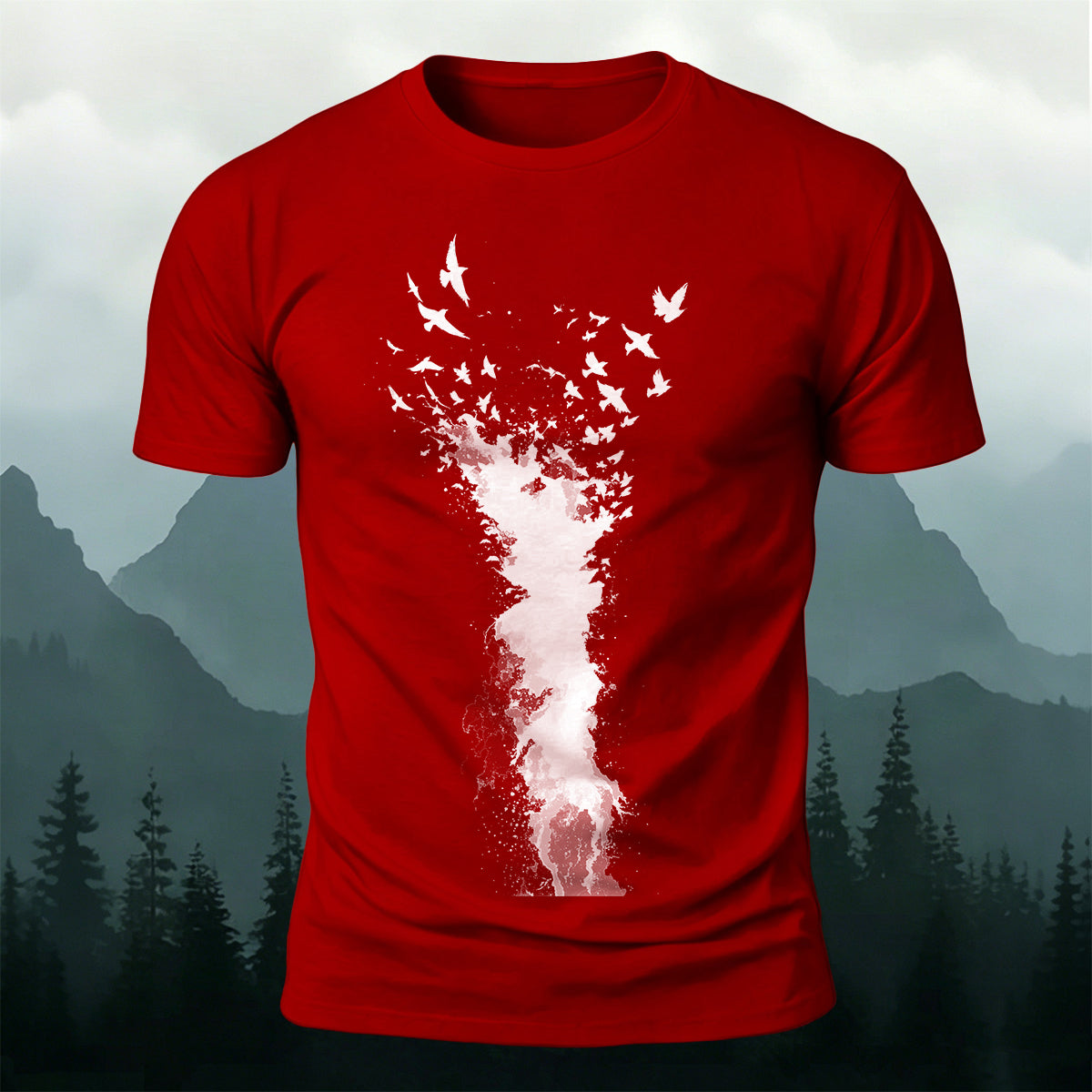 Splash Art Birds Wildlife Premium Cotton T-Shirt